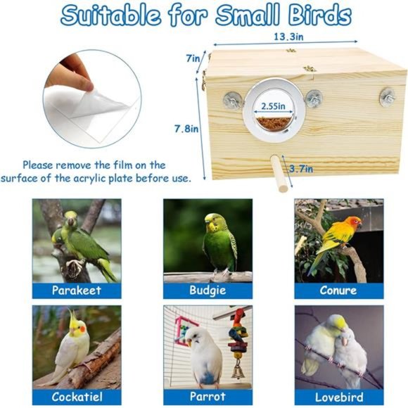 Bird Nesting Breeding Box with Perch Wood Bird House - Picture 5 of 6